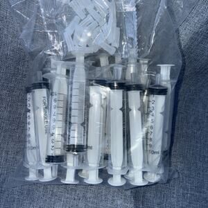 25 pack, 10 ml Plastic Disposable Syringes, New